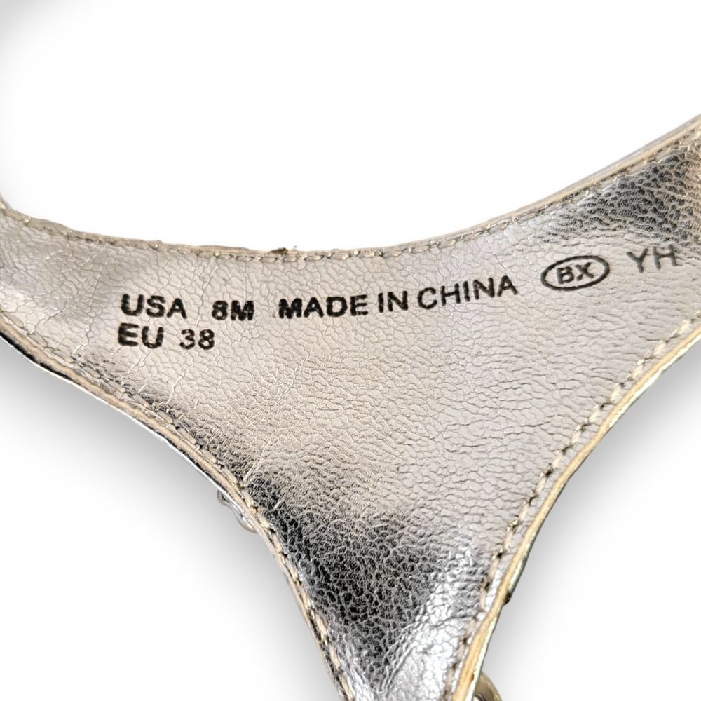 Nina Metallic Silver Crystal Gem Bling Thong Slingback Flat sandel US8 - Picture 7 of 10